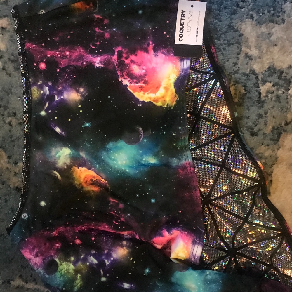 Reversible Festival Hood--Galaxy/Hologram NWT